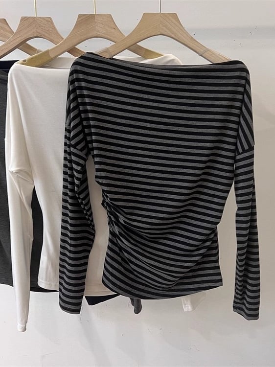 Majica od viskoze s prugastim uzorkom, dugi rukavi, slobodan kroj, Windsor ovratnik, za poslovni stil