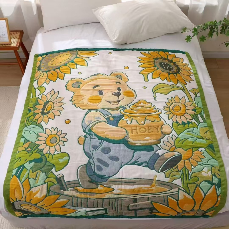 Kūdikių marlé antklodė su karikatūros panda raštu, Jacquard audinys, 500 g ir daugiau