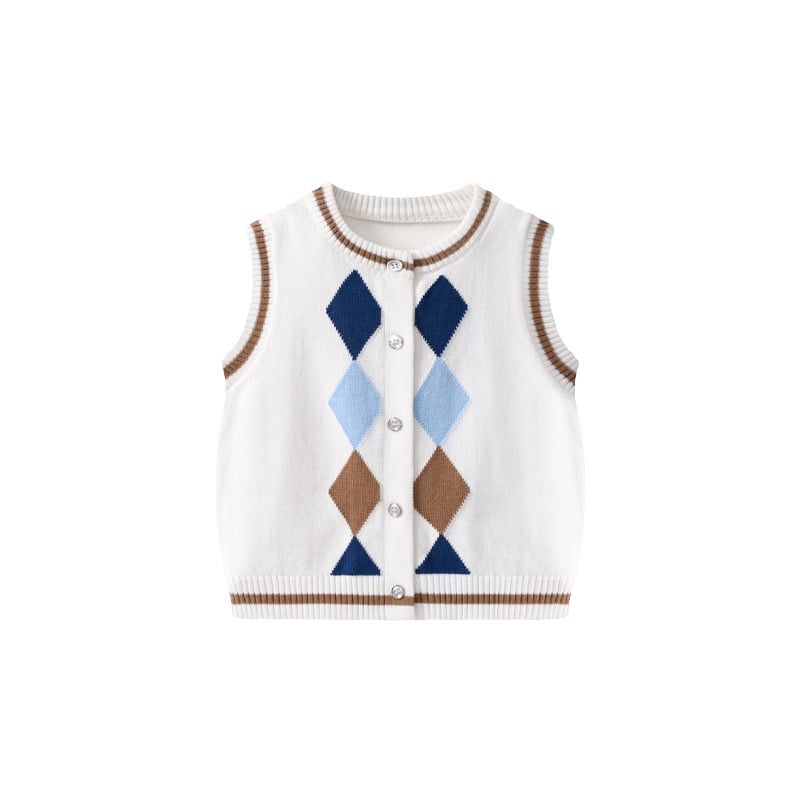 Унисекс памучна плетена жилетка за пролет и есен, стил кардиган, диамантена шарка, 100% памук, копчета