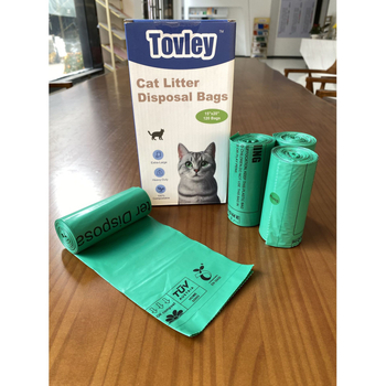 Biologiškai skaidūs augintinių išmatų maišeliai – ritinėliai, katėms ir šunims, plokščios atidarymo angos dizainas, įprasta storis