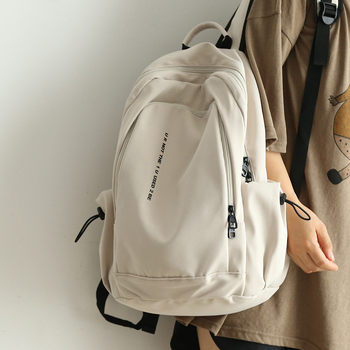 Nylon iskolai hátizsák, unisex, betűs mintával, lélegző, vízálló, kopásálló, görbült vállpántok, poliészter bélés, középiskolásoknak