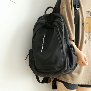 Nylon iskolai hátizsák, unisex, betűs mintával, lélegző, vízálló, kopásálló, görbült vállpántok, poliészter bélés, középiskolásoknak