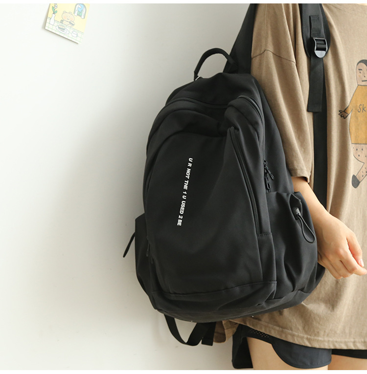 Nylon iskolai hátizsák, unisex, betűs mintával, lélegző, vízálló, kopásálló, görbült vállpántok, poliészter bélés, középiskolásoknak