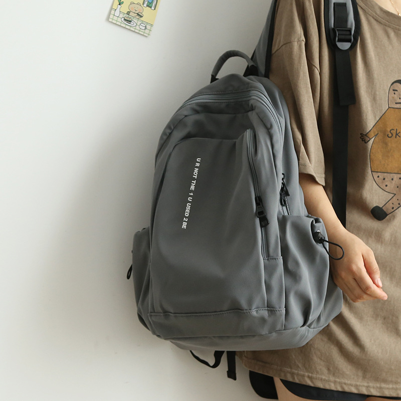 Nylon iskolai hátizsák, unisex, betűs mintával, lélegző, vízálló, kopásálló, görbült vállpántok, poliészter bélés, középiskolásoknak