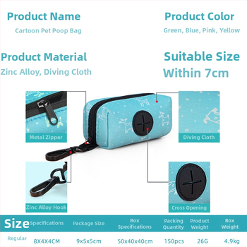 Šunų išmatų maišų laikymo dėklas su karikatūrų spauda (Prekės ženklas: kellypet; Medžiaga: diving medžiaga; Stilius: plokščias atidarymas; Storis: įprastas)