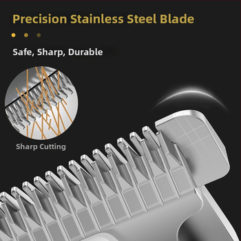 Matu griezējs ar LCD displeju, jaudīgs brush motors (iekšējā akumulatora 1200–2000 mAh; nerūsējoša tērauda griešanas galva)