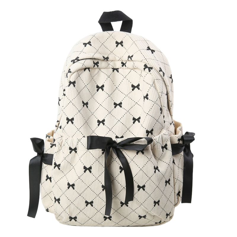 Σακίδιο κοριτσιών - Corduroy, Μεγάλη χωρητικότητα, Γεωμετρικό μοτίβο, Εσωτερική επένδυση από πολυεστέρα, Καμπύλος ιμάντας ώμου