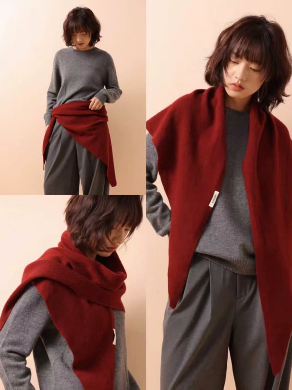 Vilnonė šalis ir megztas kardiganas, 100% vilna, vieno spalvos raštas, išlaiko šilumą, ruduo 2025