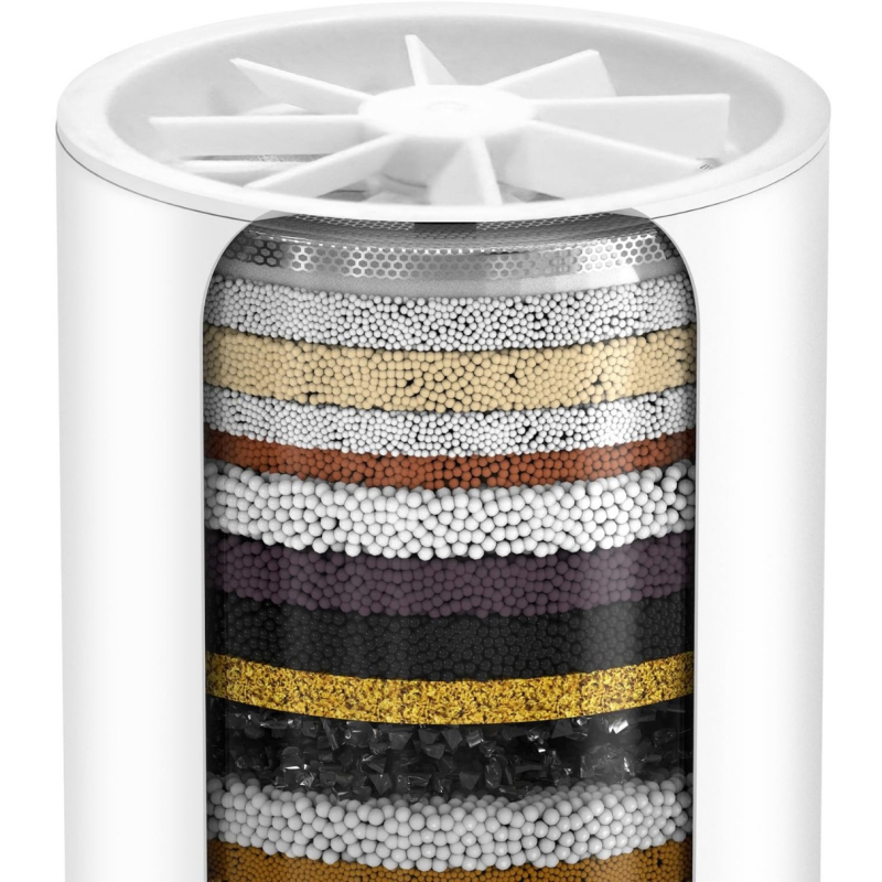 Dušo filtro komplektas su aktyviuo angliu, 1 pakopos keičiamas filtras, universalus dušo filtras, lygis 10–36