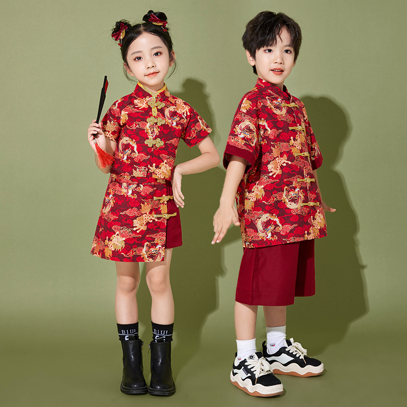 Costum de spectacol pentru copii, stil chinezesc, 100% poliester, pentru toate sezoanele, pentru copii peste 8 ani.