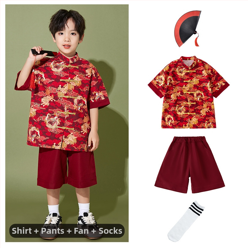 Vaikų scenos kostiumas kinų stiliaus, 100% poliesteris, visos sezonos, unisex, nuo 8 metų.