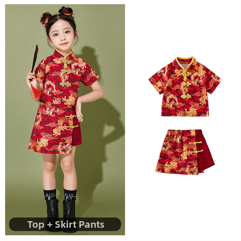 Vaikų scenos kostiumas kinų stiliaus, 100% poliesteris, visos sezonos, unisex, nuo 8 metų.