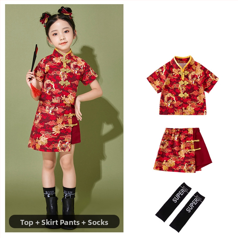 Vaikų scenos kostiumas kinų stiliaus, 100% poliesteris, visos sezonos, unisex, nuo 8 metų.