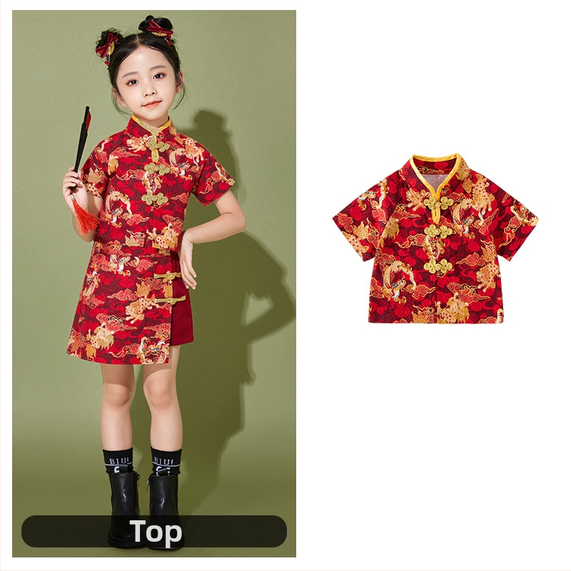 Vaikų scenos kostiumas kinų stiliaus, 100% poliesteris, visos sezonos, unisex, nuo 8 metų.