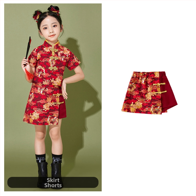 Vaikų scenos kostiumas kinų stiliaus, 100% poliesteris, visos sezonos, unisex, nuo 8 metų.