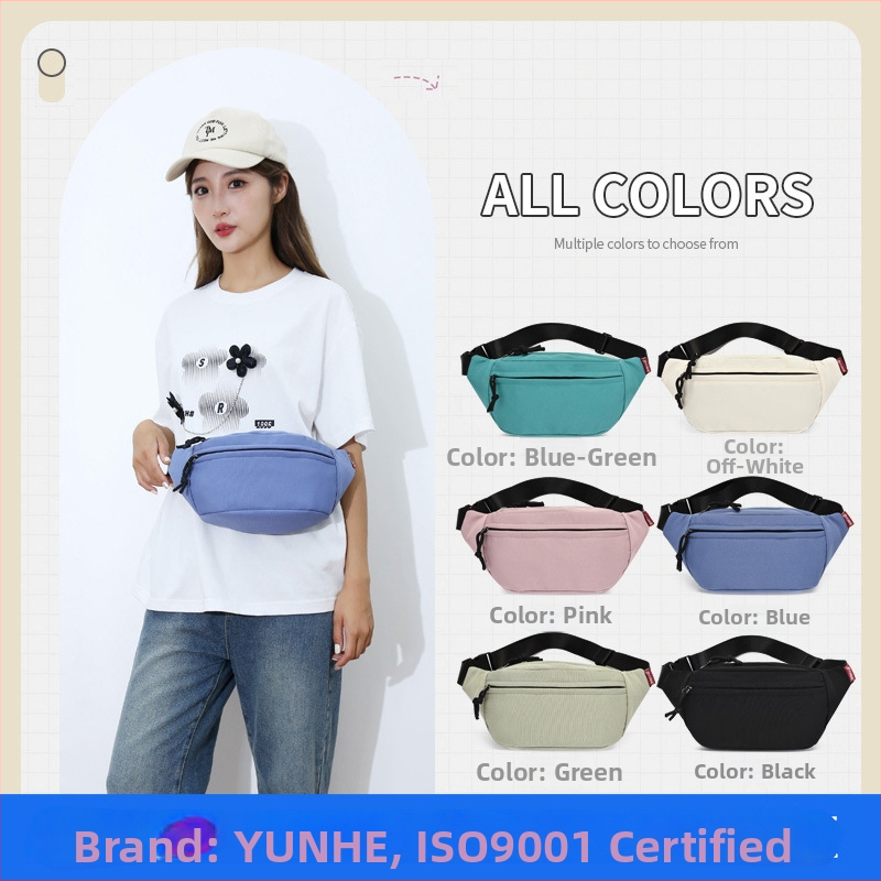 Juosmens pernešamos krepšys — korėjietiško gatvės stiliaus, atsparus vandeniui Oxford audinys, užtrauktukas, poliesterio pamušalas, vidinė kišenė