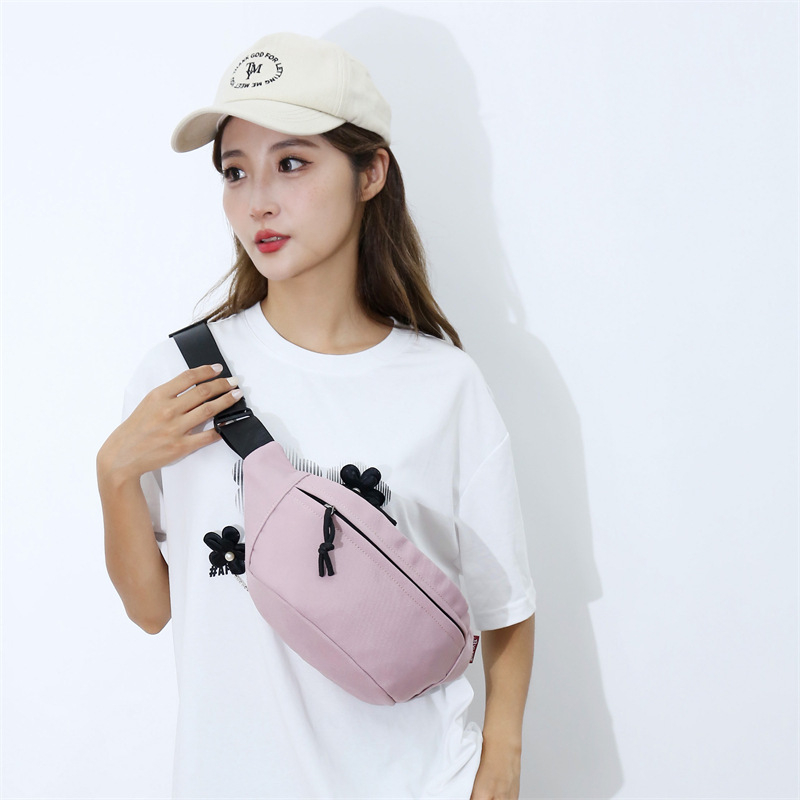 Juosmens pernešamos krepšys — korėjietiško gatvės stiliaus, atsparus vandeniui Oxford audinys, užtrauktukas, poliesterio pamušalas, vidinė kišenė