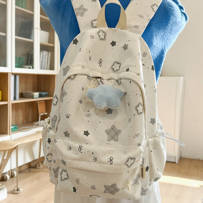 Σακίδιο για κορίτσια γυμνασίου, νάιλον ύφασμα, αδιάβροχο, καμπύλες ρυθμίσεις ώμων, επένδυση από νάιλον, στυλ νεανικό campus