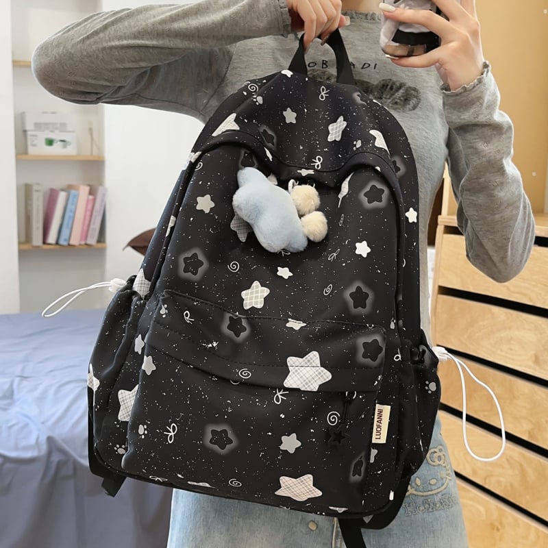 Σακίδιο για κορίτσια γυμνασίου, νάιλον ύφασμα, αδιάβροχο, καμπύλες ρυθμίσεις ώμων, επένδυση από νάιλον, στυλ νεανικό campus