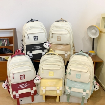 Σχολική τσάντα από νάιλον για μαθητές γυμνασίου, με μεγάλη χωρητικότητα, ανθεκτική στη φθορά, κυρτές ιμάντες ώμου, unisex