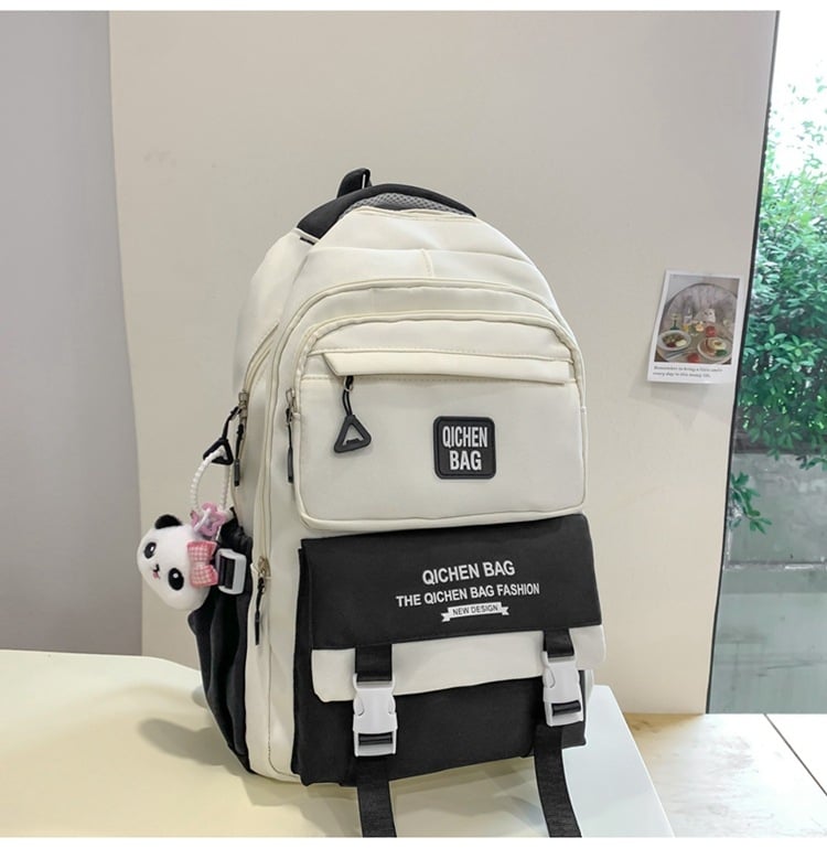 Σχολική τσάντα από νάιλον για μαθητές γυμνασίου, με μεγάλη χωρητικότητα, ανθεκτική στη φθορά, κυρτές ιμάντες ώμου, unisex