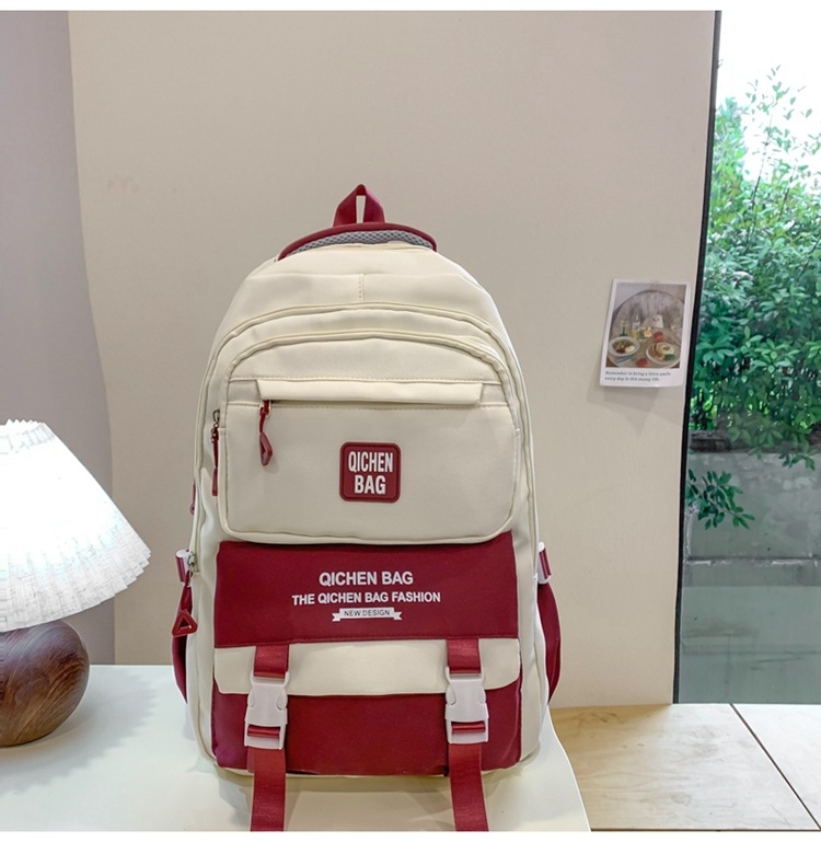 Σχολική τσάντα από νάιλον για μαθητές γυμνασίου, με μεγάλη χωρητικότητα, ανθεκτική στη φθορά, κυρτές ιμάντες ώμου, unisex