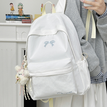 Női masnis hátizsák - nylon, kapacitás 20 L alatt, illeszkedik 10 hüvelykes laptophoz, görbült vállpántok, városi minimalista stílus