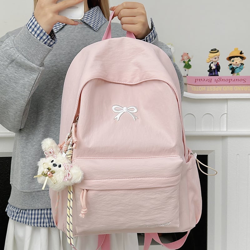 Női masnis hátizsák - nylon, kapacitás 20 L alatt, illeszkedik 10 hüvelykes laptophoz, görbült vállpántok, városi minimalista stílus