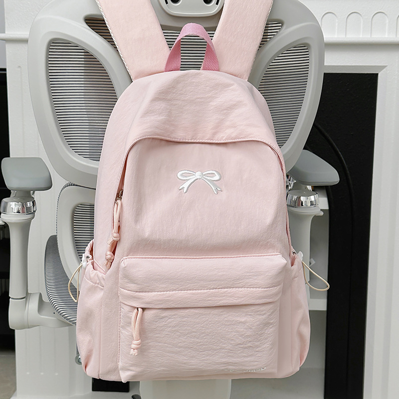 Női masnis hátizsák - nylon, kapacitás 20 L alatt, illeszkedik 10 hüvelykes laptophoz, görbült vállpántok, városi minimalista stílus