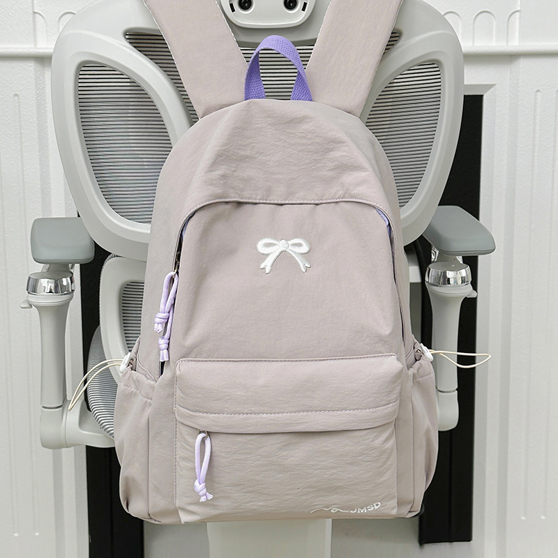 Női masnis hátizsák - nylon, kapacitás 20 L alatt, illeszkedik 10 hüvelykes laptophoz, görbült vállpántok, városi minimalista stílus