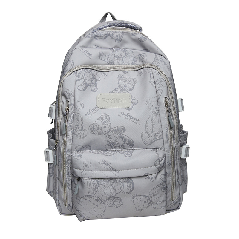 Unisex νάιλον σακίδιο με μεγάλο χώρο, ανθεκτικό στη φθορά, ιμάντες με αερόμαξιλαρι, μοτίβο μικρό αρκουδάκι