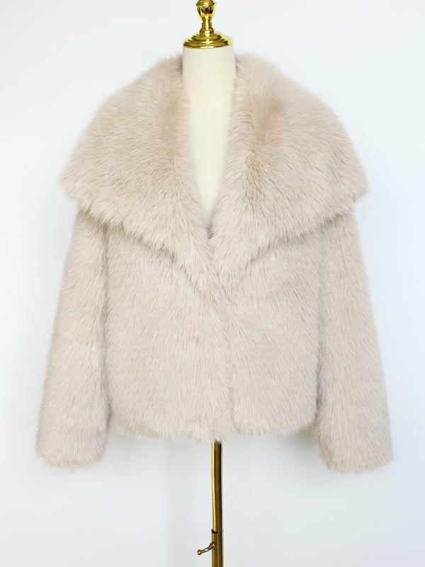 Γυναικείο παλτό από συνθετική γούνα, μακριά μανίκια, αστικό στυλ, τεχνητή γούνα