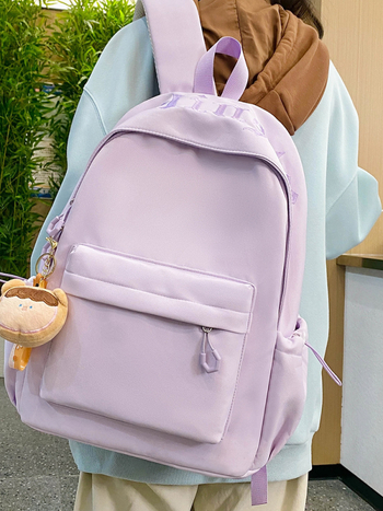 Νάιλον σχολική τσάντα για κορίτσια γυμνασίου, αδιάβροχη, στυλ νεανικού campus, επένδυση πολυεστέρα, καμπύλοι ιμάντες