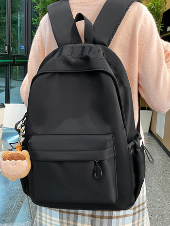 Νάιλον σχολική τσάντα για κορίτσια γυμνασίου, αδιάβροχη, στυλ νεανικού campus, επένδυση πολυεστέρα, καμπύλοι ιμάντες