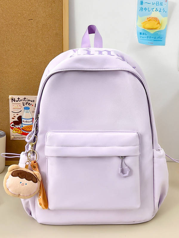 Νάιλον σχολική τσάντα για κορίτσια γυμνασίου, αδιάβροχη, στυλ νεανικού campus, επένδυση πολυεστέρα, καμπύλοι ιμάντες