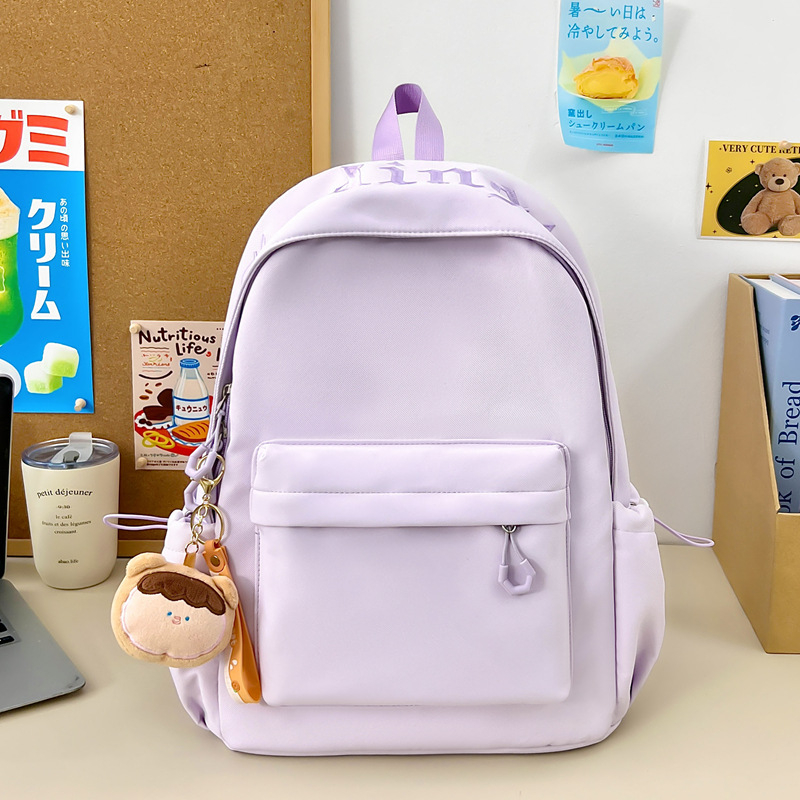 Νάιλον σχολική τσάντα για κορίτσια γυμνασίου, αδιάβροχη, στυλ νεανικού campus, επένδυση πολυεστέρα, καμπύλοι ιμάντες