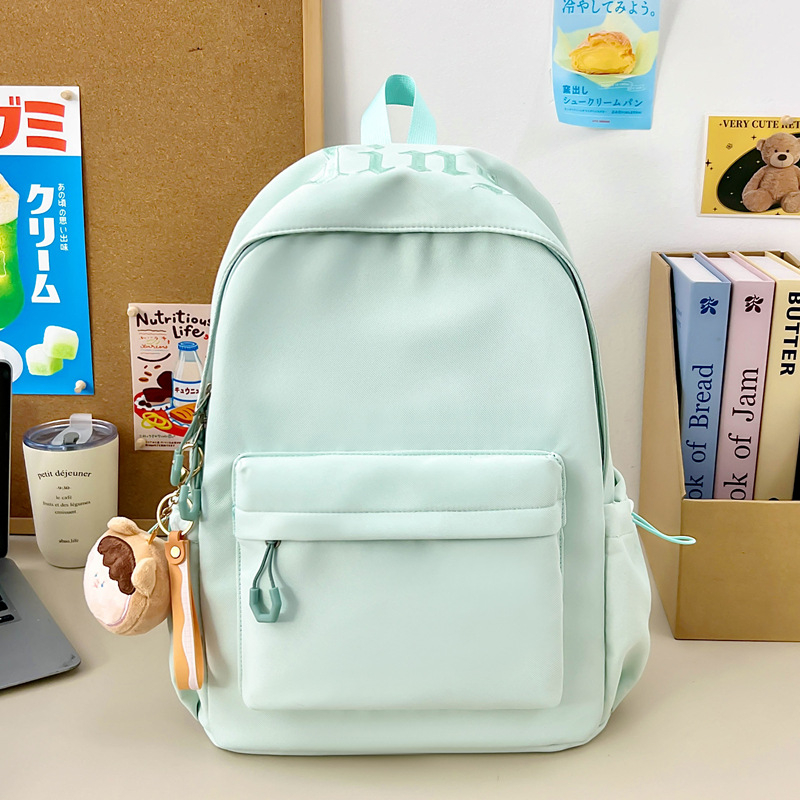 Νάιλον σχολική τσάντα για κορίτσια γυμνασίου, αδιάβροχη, στυλ νεανικού campus, επένδυση πολυεστέρα, καμπύλοι ιμάντες