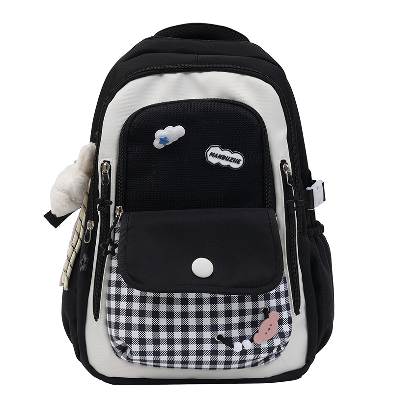 Ученическа раница Ruiyingzizhi за момичета, нейлон, дишаща, стил кампус, клетъчен принт