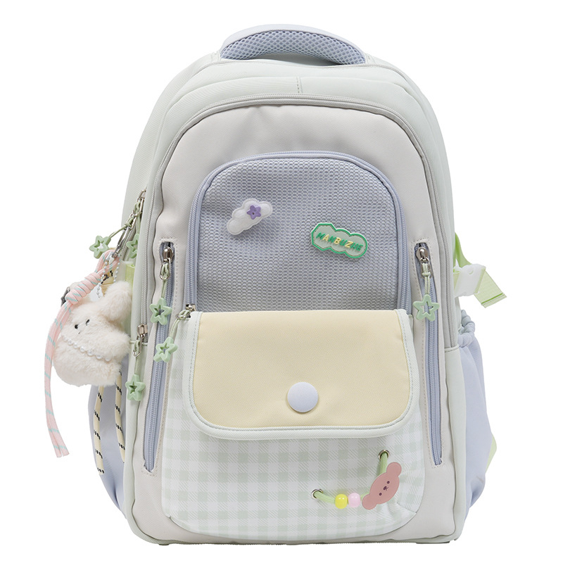 Ученическа раница Ruiyingzizhi за момичета, нейлон, дишаща, стил кампус, клетъчен принт