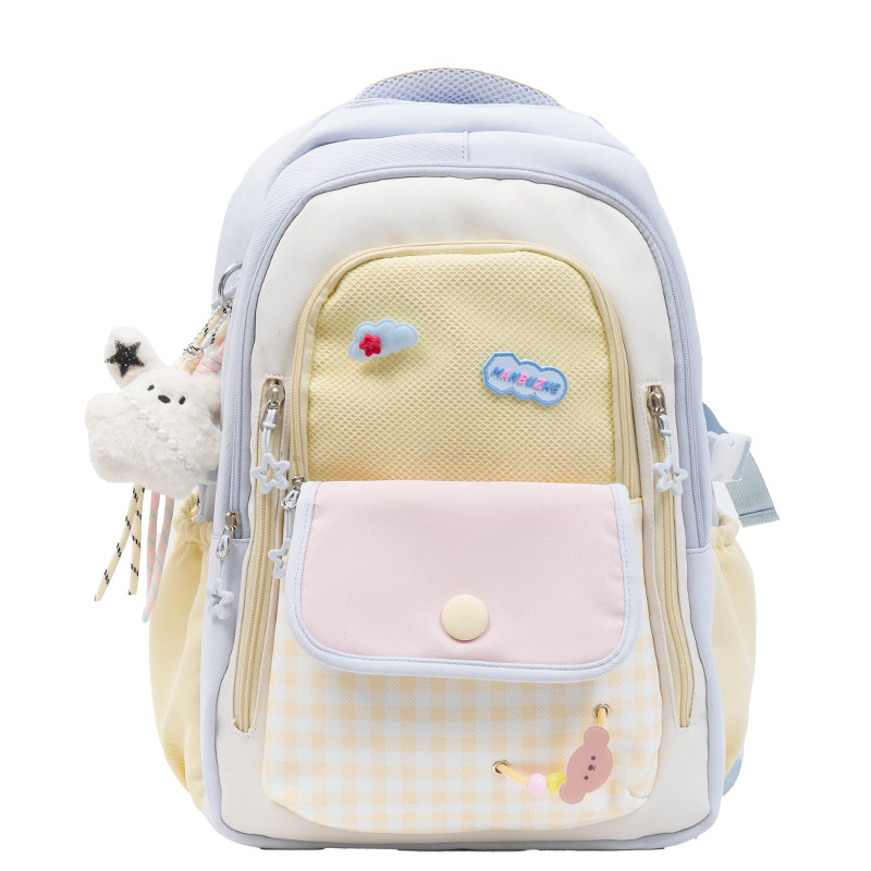 Ученическа раница Ruiyingzizhi за момичета, нейлон, дишаща, стил кампус, клетъчен принт