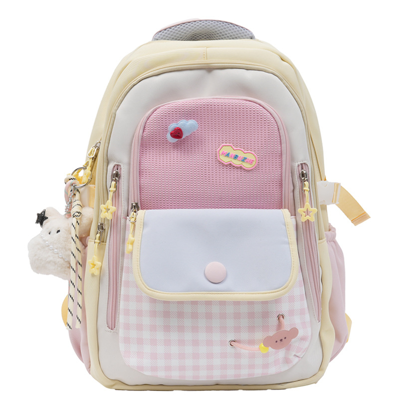Ученическа раница Ruiyingzizhi за момичета, нейлон, дишаща, стил кампус, клетъчен принт