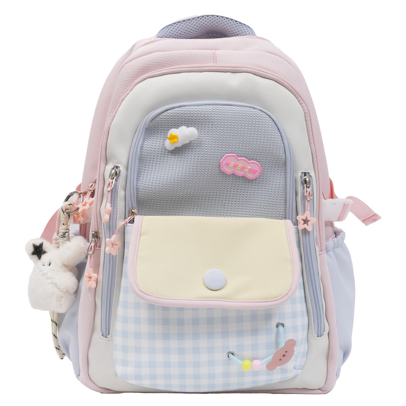 Ученическа раница Ruiyingzizhi за момичета, нейлон, дишаща, стил кампус, клетъчен принт