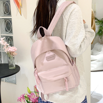 Лека нейлонова раница за ученици, унисекс, дишаща, намалява натоварването, извити презрамки, училищен стил, зима 2025