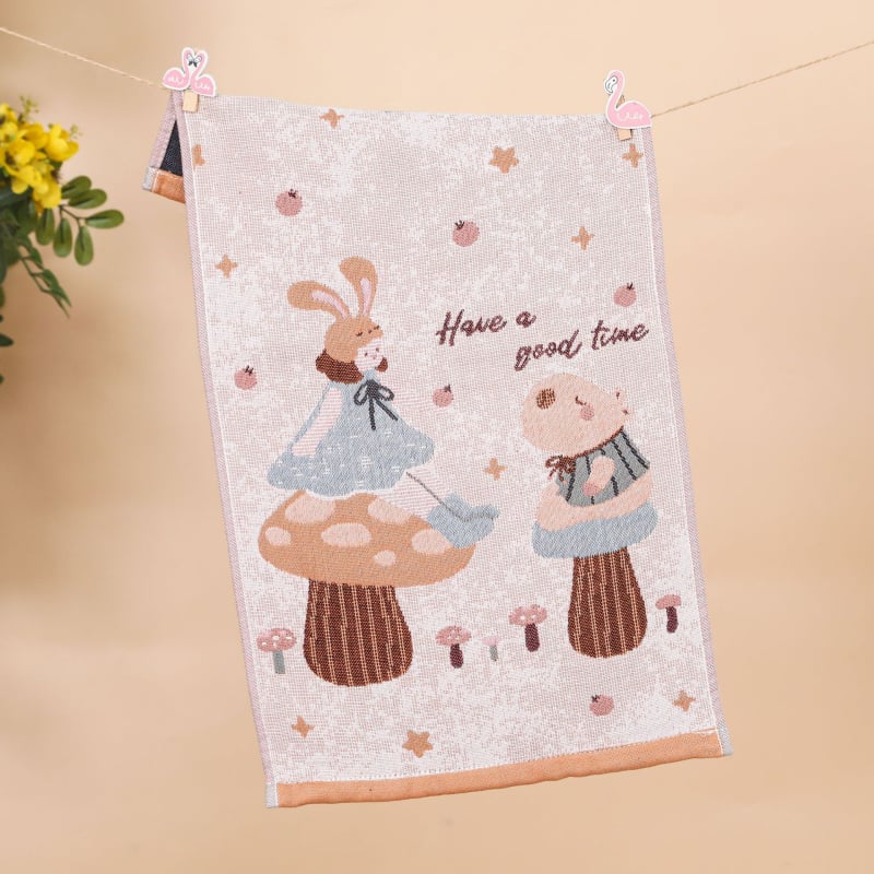 Keturių sluoksnių medvilninis vaikų rankšluostis, animacinių filmų serija, 50 g, daugiasluoksnė siūlų pynė, Jacquard audinys, logotipo atspausdinimas galimas