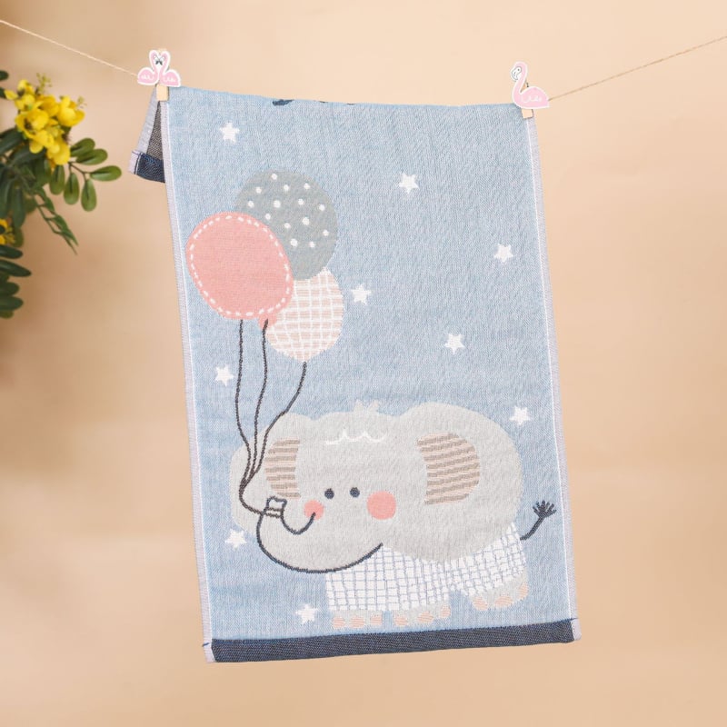 Keturių sluoksnių medvilninis vaikų rankšluostis, animacinių filmų serija, 50 g, daugiasluoksnė siūlų pynė, Jacquard audinys, logotipo atspausdinimas galimas