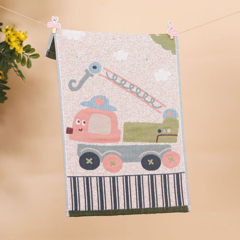 Keturių sluoksnių medvilninis vaikų rankšluostis, animacinių filmų serija, 50 g, daugiasluoksnė siūlų pynė, Jacquard audinys, logotipo atspausdinimas galimas