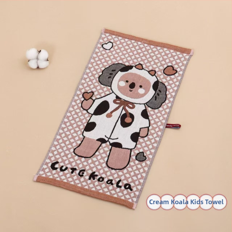 Keturių sluoksnių medvilninis vaikų rankšluostis, animacinių filmų serija, 50 g, daugiasluoksnė siūlų pynė, Jacquard audinys, logotipo atspausdinimas galimas