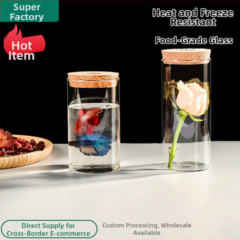 Valgustusega klaasist hoiukarp borosilikaatklaasiga - kõrge läbipaistvus, kork-kaas, käevõrude kuvamiseks, tolmukaitse