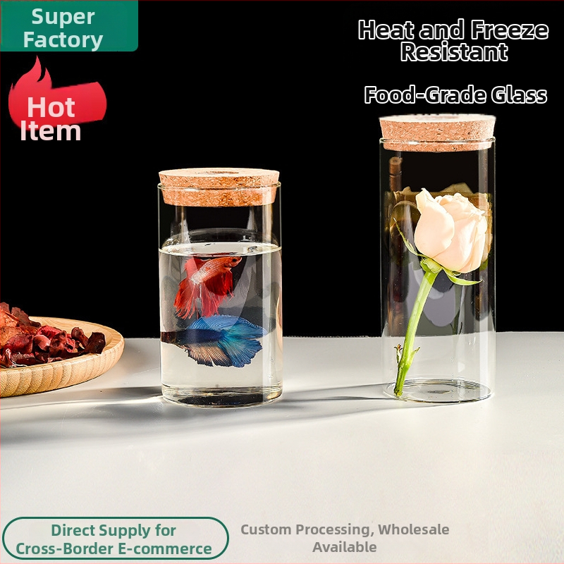 Valgustusega klaasist hoiukarp borosilikaatklaasiga - kõrge läbipaistvus, kork-kaas, käevõrude kuvamiseks, tolmukaitse