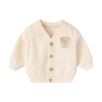 Jachetă de primăvară pentru copii cu broderie în stil coreean, unisex, guler în V, mâneci lungi, închidere cu nasturi pe un rând